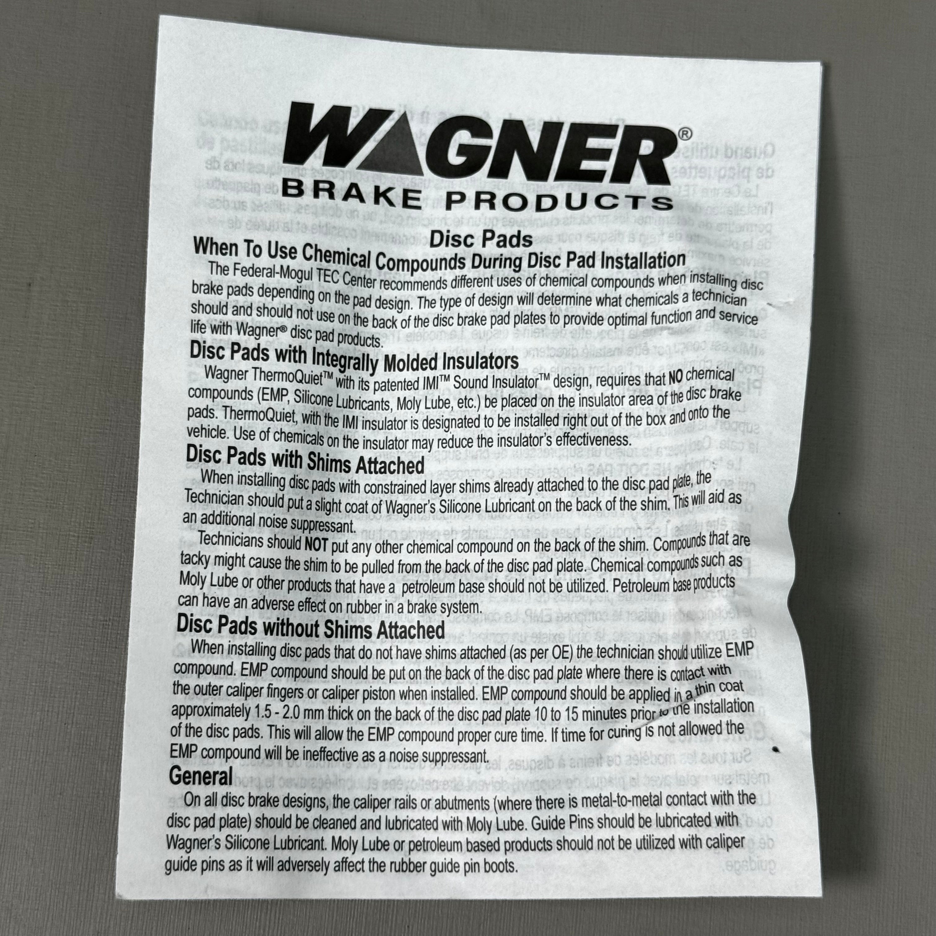 WAGNER QS Ceramic Disc Brake Pad Set 1 1/2" x 5" Black ZX763