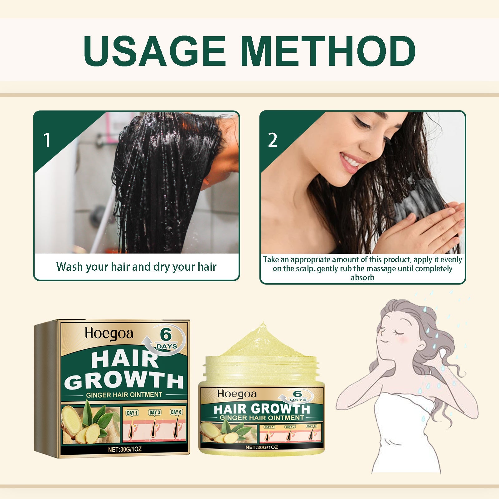 Ginger Hair Ointment, Care For Hair Follicles, Strengthen Hair, Moisturize Hair, Prevent Hair Breakage And Dense Hair Care Cream