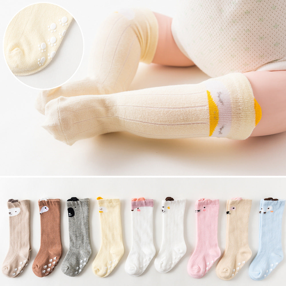White Baby Sock Non Slip Cotton Long Socks Newborn Knee High Socks For Baby Girls Super Elastic Cute Design