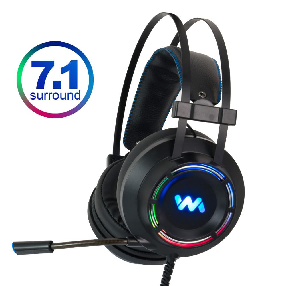 Gaming Headset Headphones with Microphone for PC Computer for Game One Professional Gamer Earphone Surround Sound RGB Light