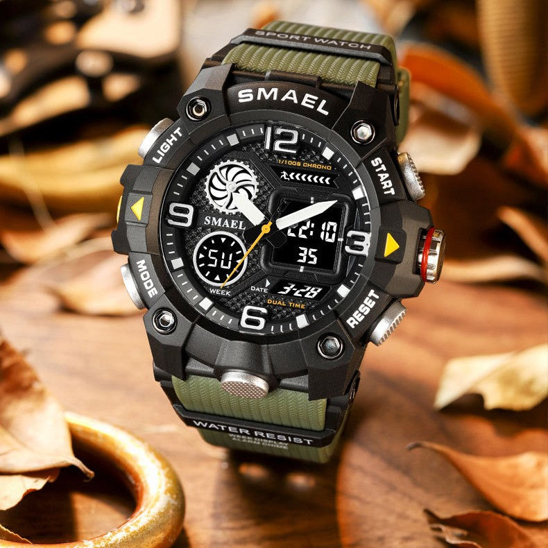 Sport Watch For Men WIth  Dual Time Waterproof 50M Miliatry Watches Chronograph Alarm Army Wristwatch