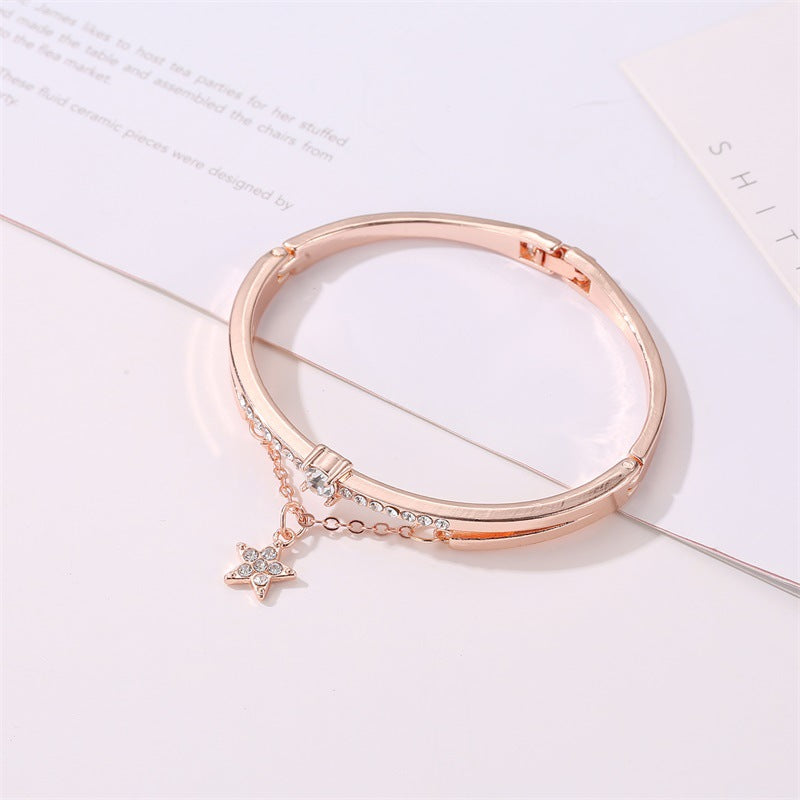Rose Gold Stainless Steel Bracelets & Bangles Female Heart Forever Love Charm Bracelet For Women