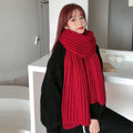 Winter Simple Soft Colorful Knitted Wool Scarf Solid Warm Scarves Lightweight Casual Couple Muffler Striped Elegant Hijab Cashmere Scarf Neck Scarf Christmas Gift For  Women