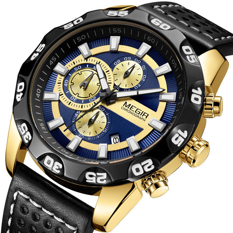 Luxury Men Fashion Watches Quartz Wrist Watches Military Casual Leather Strap Waterproof Elegant Watch