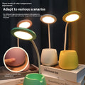 Creative USB Table Light Morden College Dorm Bedroom Study Led Desk Lamp Pen Container Macaroon Eye Protection Ring Table Lamp Decorative Table Lamp Cute Study Lamps for Bedroom Décor