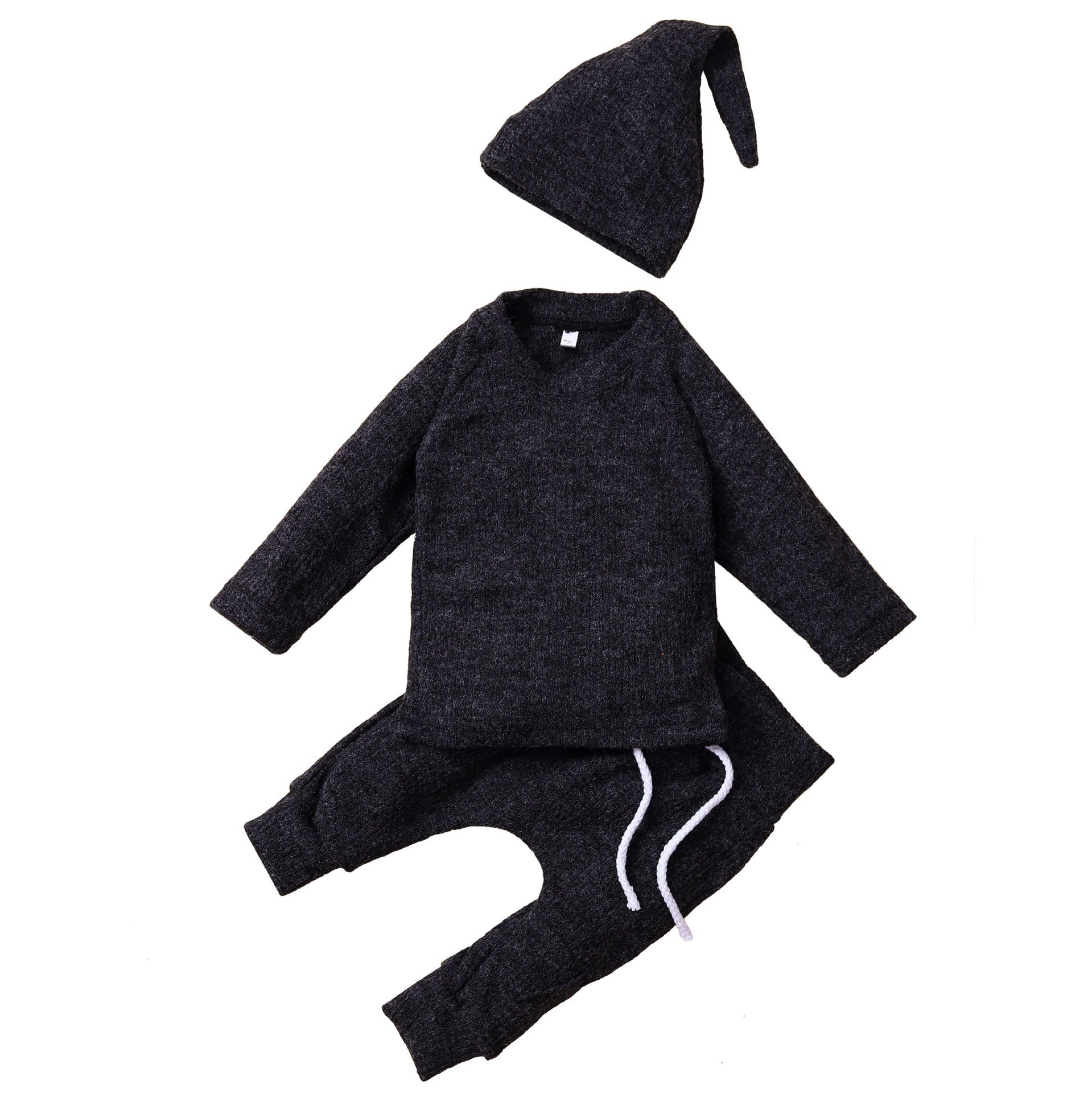 Knitted Baby Children's New Solid Color Knitted Hat Suit