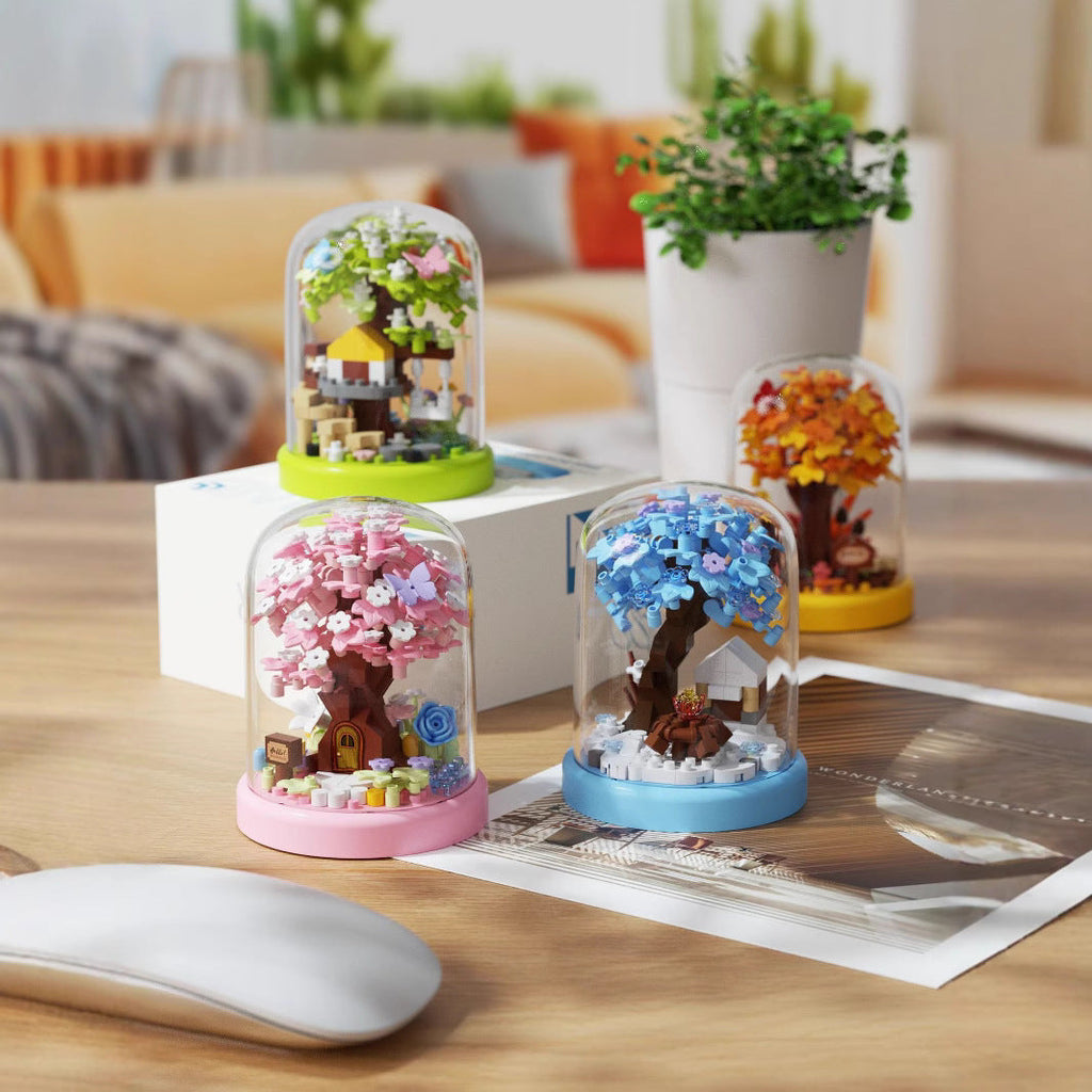 Building Block Bouquet Cherry Blossom Tree House Arbor Day Micro Particles