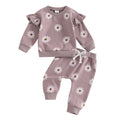 European And American Little Daisy Printing Long Sleeve Trousers Suit
