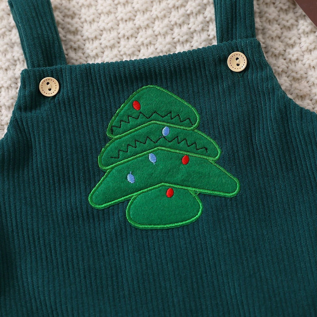 Santa Claus Christmas Tree Girls' Christmas Triangle Rompers