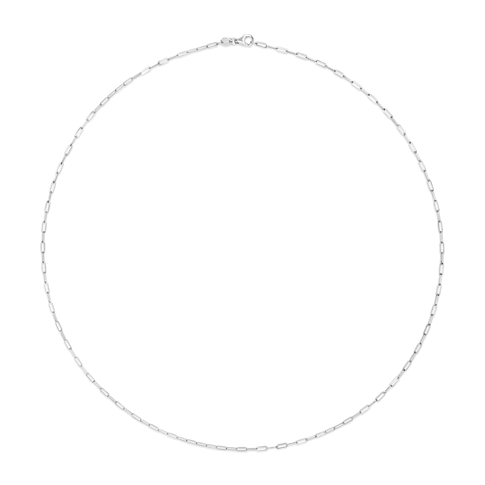 Unisex Solid 14K Gold 1.5mm Paperclip Chain Necklace - Choice of Length and Metal Color