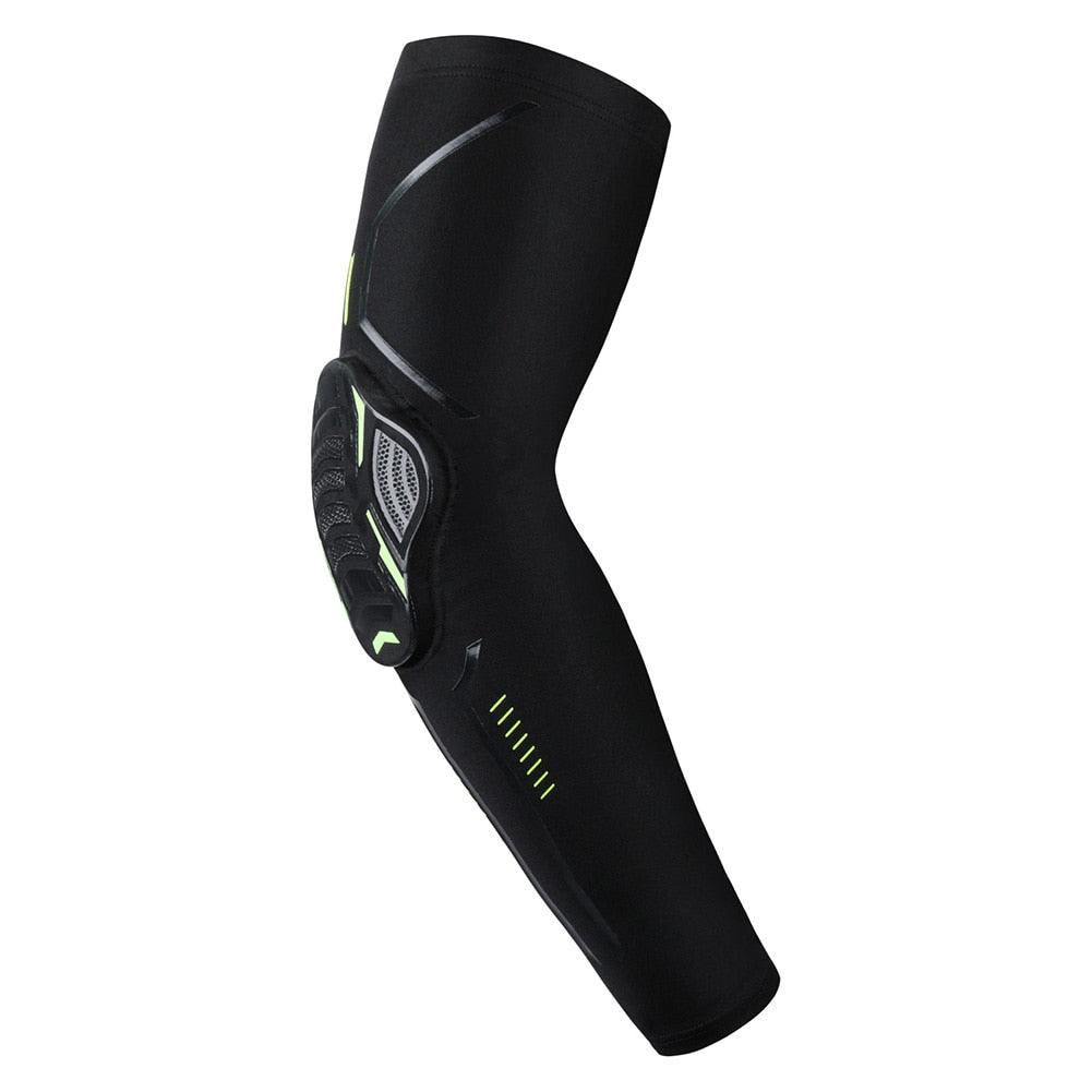 1PC Sport Black Arm Guard Compression Sleeves Sports Fitness Elastic Elbow Protective Pad Outdoor Basketball Football Sleeves For UV Summer Sun Protection Men Athletic Arm Cover