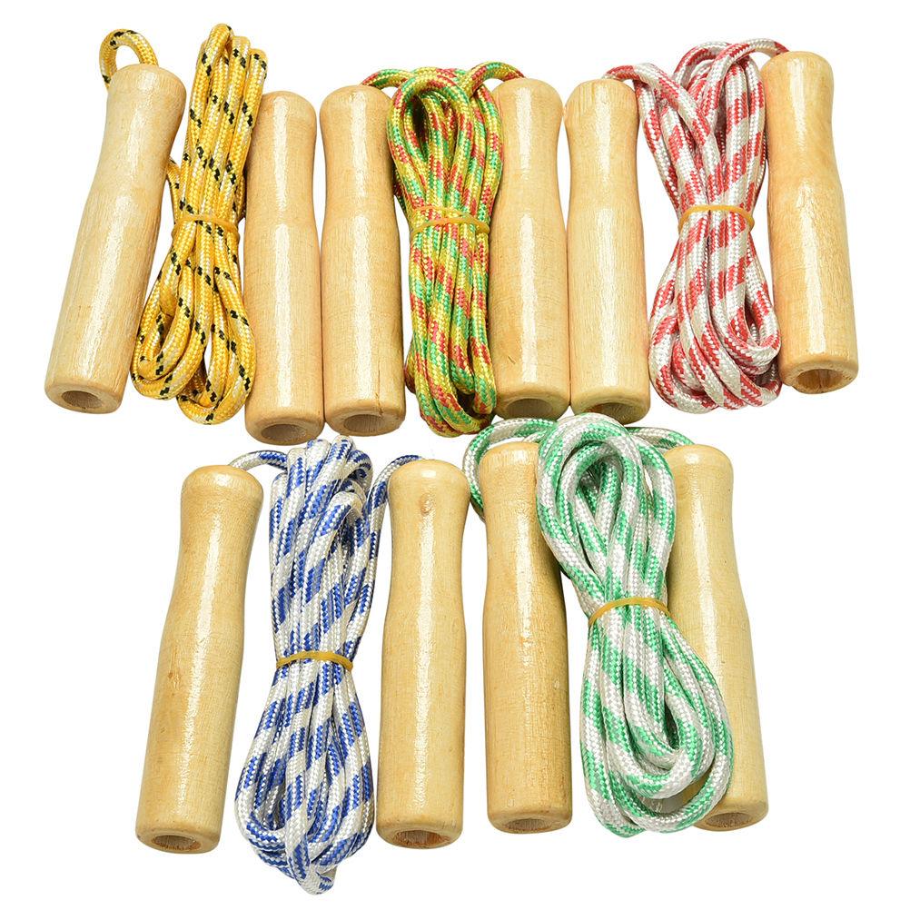 1PC Sports Skipping Rope Practice Speed Jump Random Color Wood Grip Handle Children Kid Fitness Adjustable Wooden Handle Skipping Rope Best For Boys Girls Fitness Training