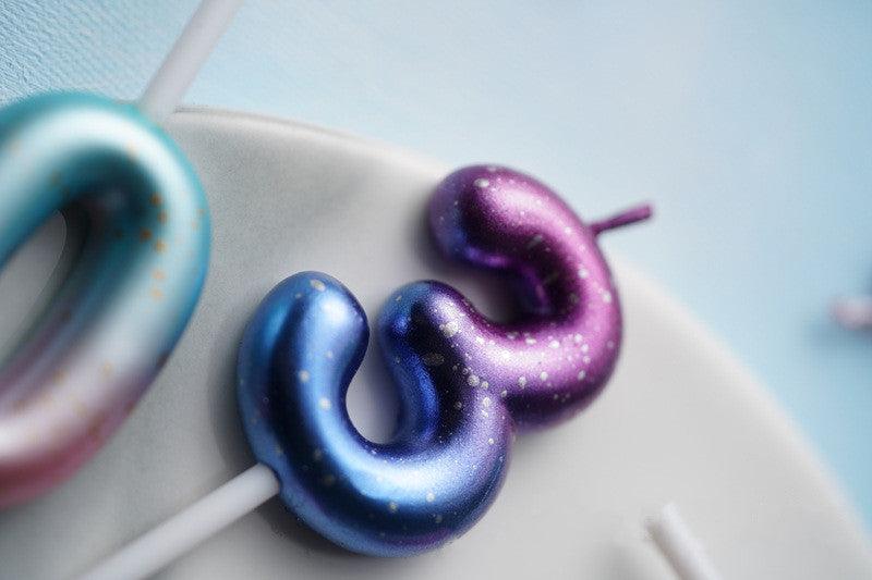 1pcs Starry Sky Candles Birthday Cake Decoration Gradient Party Cake Decor Candles Happy Birthday Number Candles for Cake Topper Decoration for Party