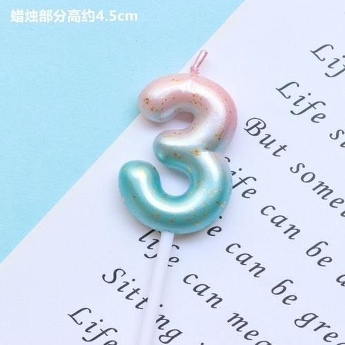 1pcs Starry Sky Candles Birthday Cake Decoration Gradient Party Cake Decor Candles Happy Birthday Number Candles for Cake Topper Decoration for Party