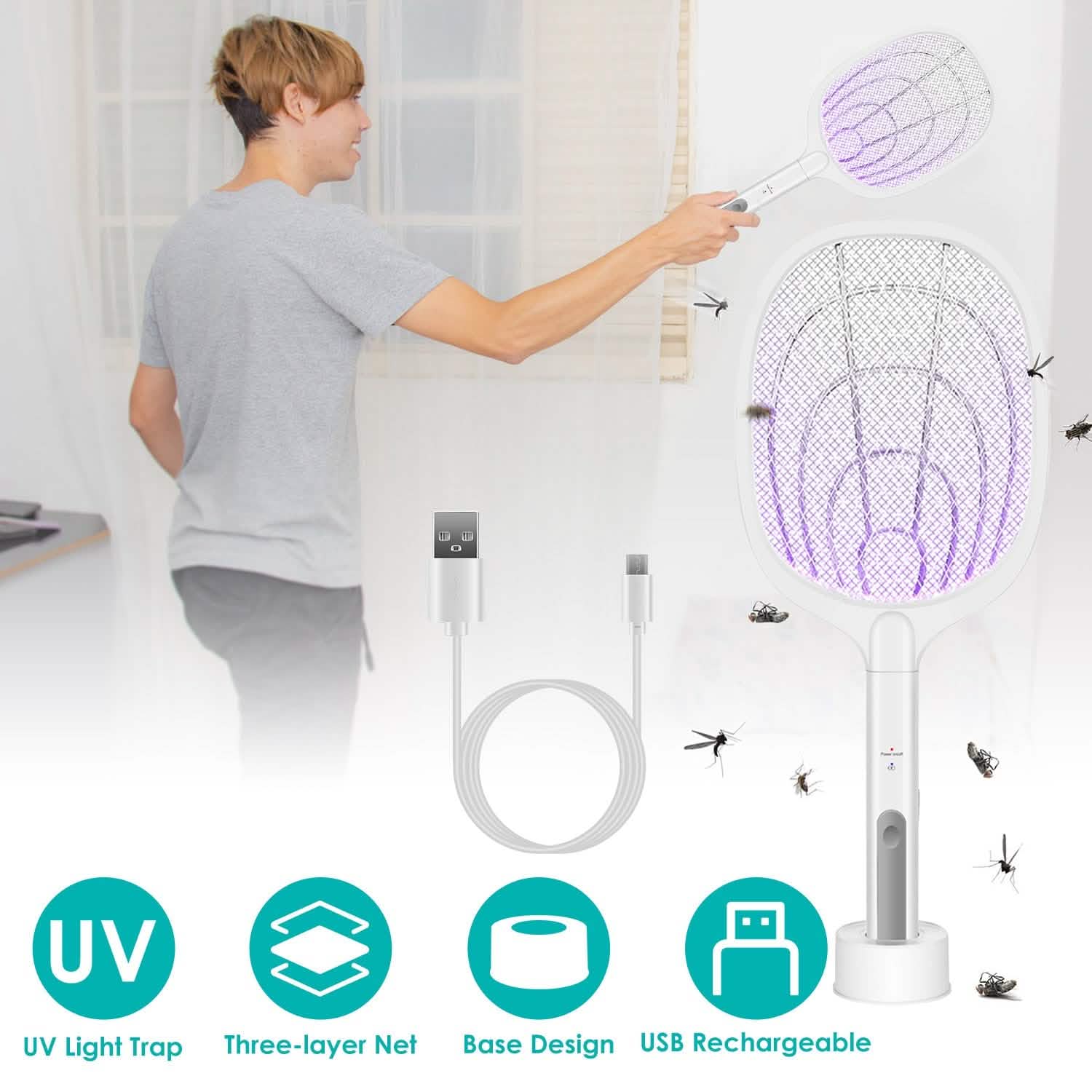 2-in-1 Electric Rechargeable Bug Zapper Insect Killer