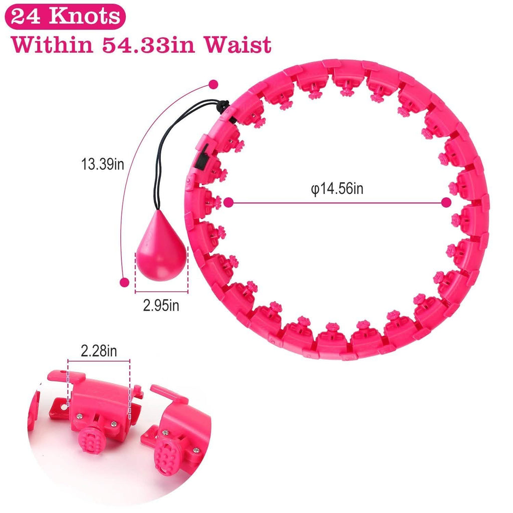 2-in-1 Fitness Hoop 24 Knots Abdomen Fitness Massage Hoops Weighted with 360 Auto Spinning Ball Detachable Knots