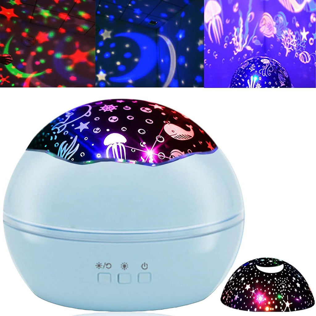 2-in-1 Ocean Star Night Light Projector Lamp 360 Degree Rotating