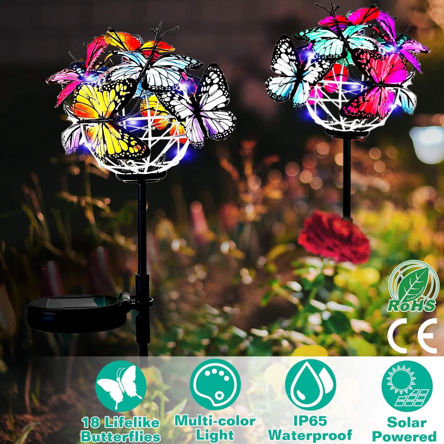 2-in-1 Outdoor Butterfly Solar Light Yard Stake