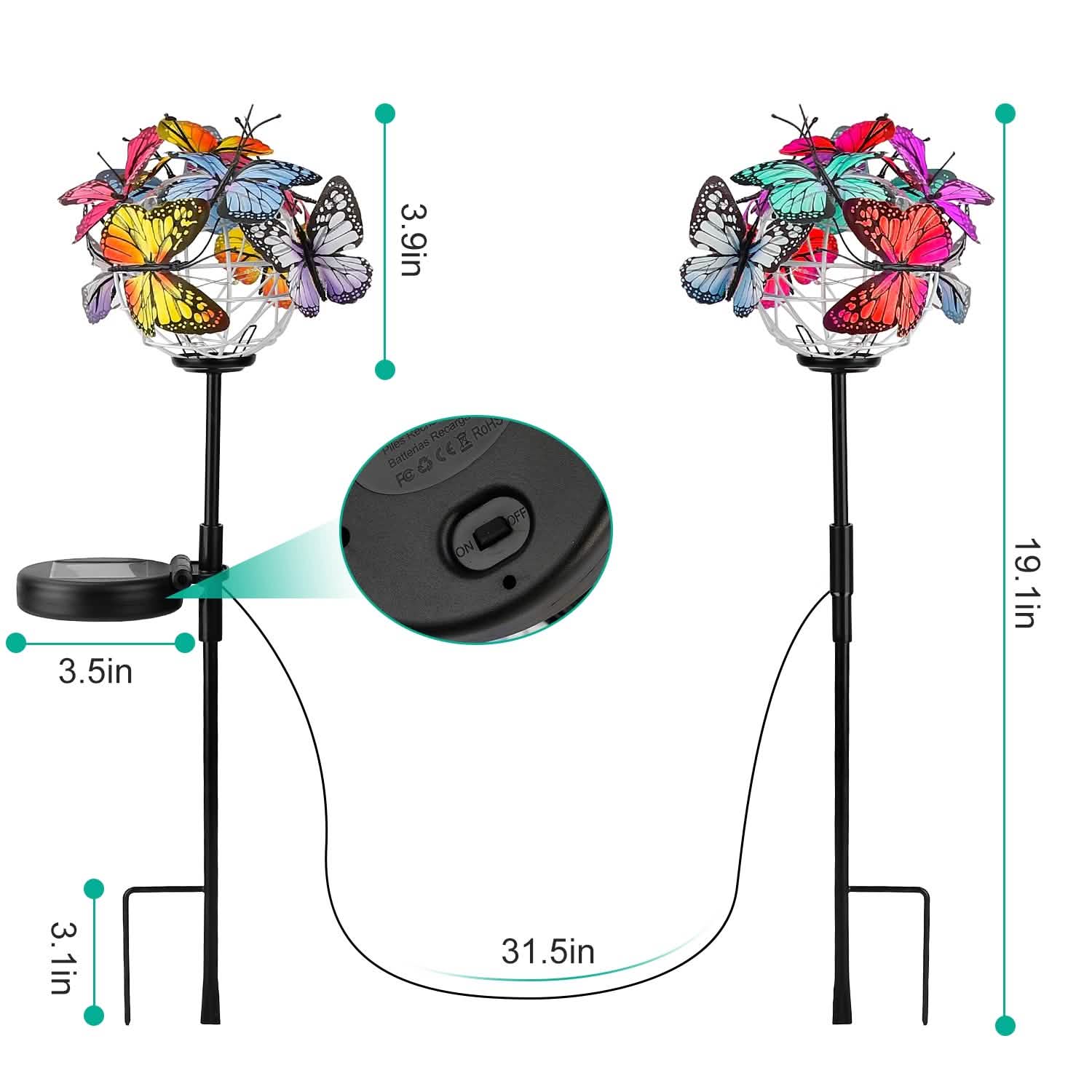 2-in-1 Outdoor Butterfly Solar Light Yard Stake