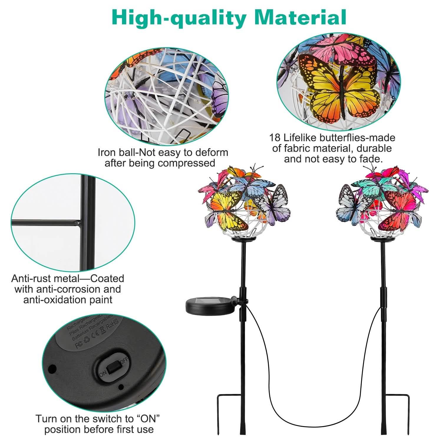 2-in-1 Outdoor Butterfly Solar Light Yard Stake