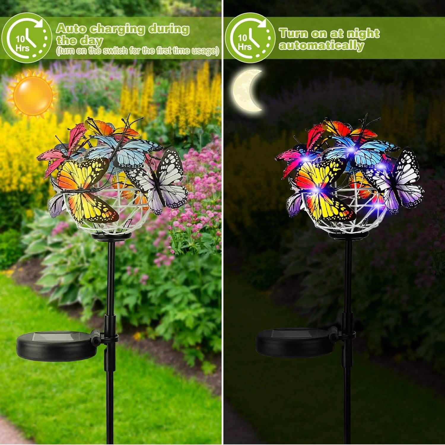 2-in-1 Outdoor Butterfly Solar Light Yard Stake