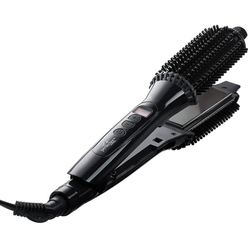 2-in-1 Perfecter Flat Iron Hair Straightener and Hot Round Brush
