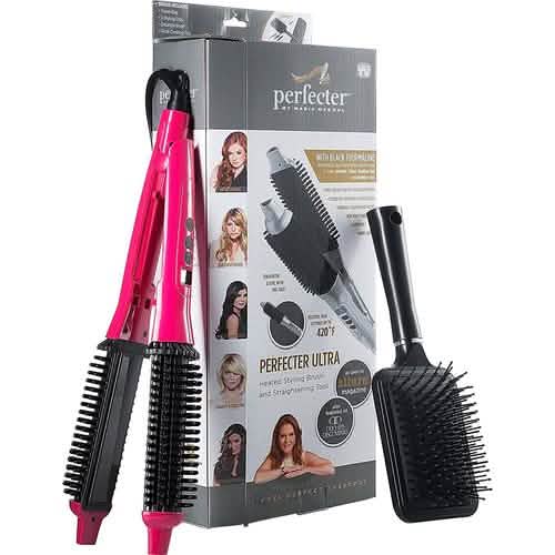 2-in-1 Perfecter Flat Iron Hair Straightener and Hot Round Brush