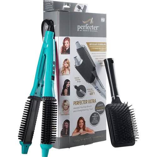 2-in-1 Perfecter Flat Iron Hair Straightener and Hot Round Brush