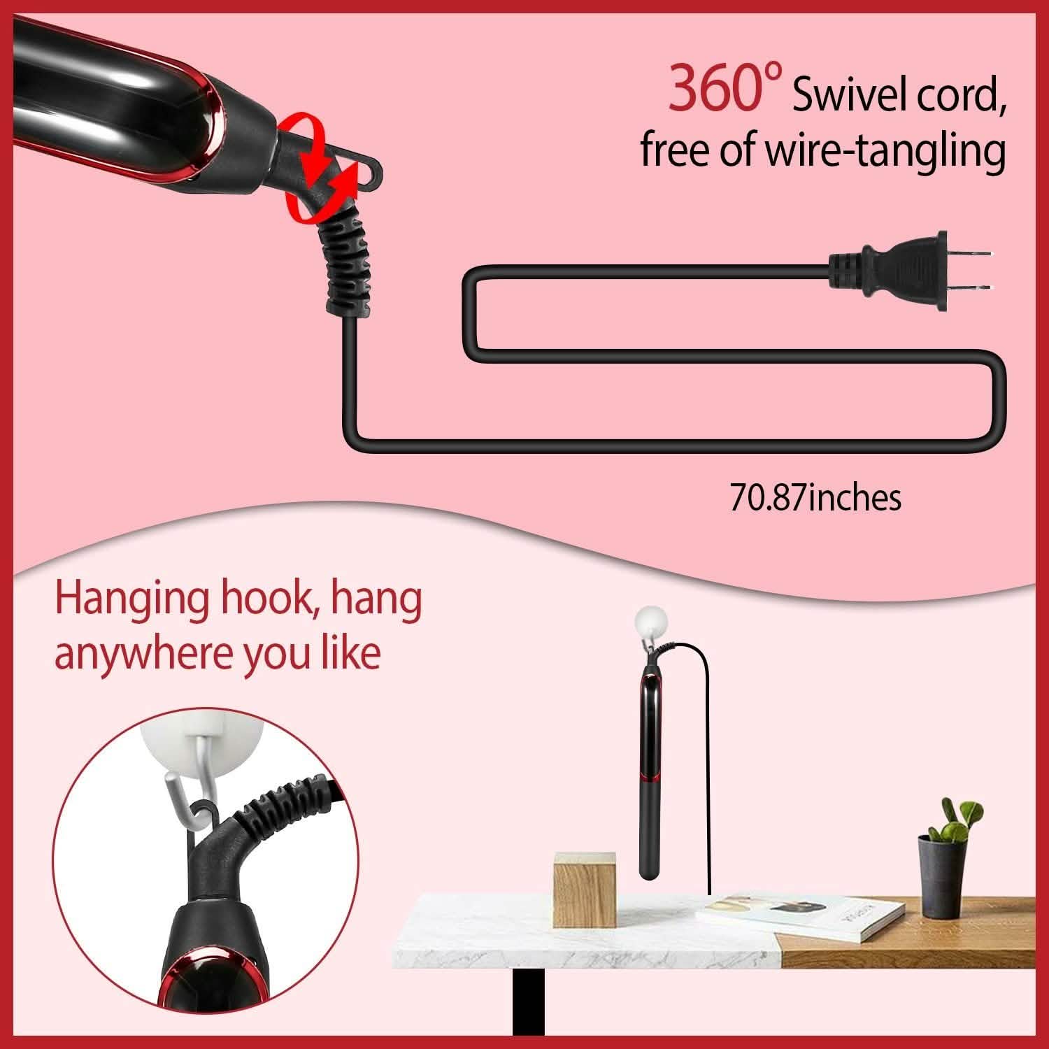 2-in-1 Twist Hair Straightener Ceramic Plate Hair Curler with Temperature Adjust LCD Display