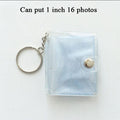 2 Inch Photo Album PVC Sequins Transparent Sticker & Name Card Holder 16 Pockets Photo Holder Business Card Bag Mini Photo Holds Photos with Key Chain Album Gifts