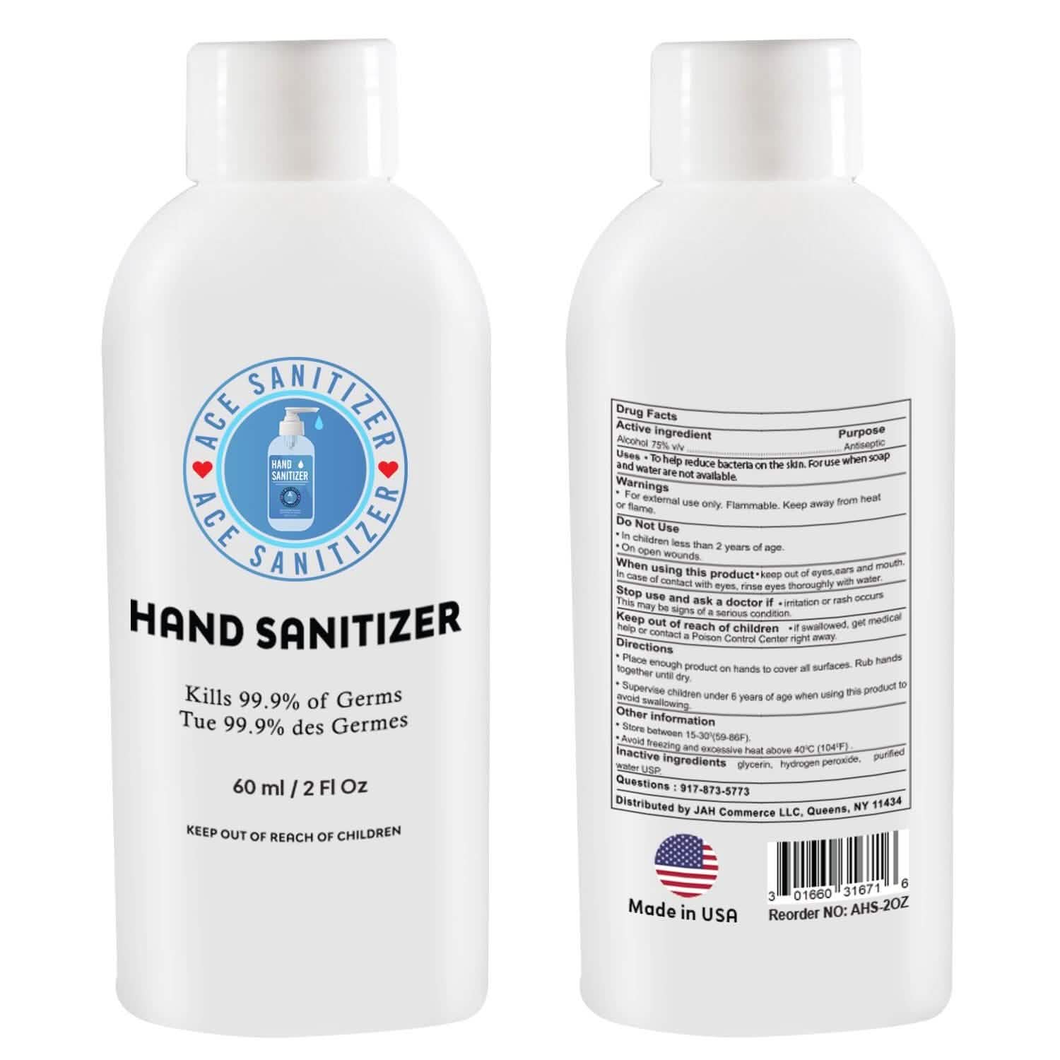 2-Pack: 2oz Bottle 70% Alcohol Hand Sanitizer