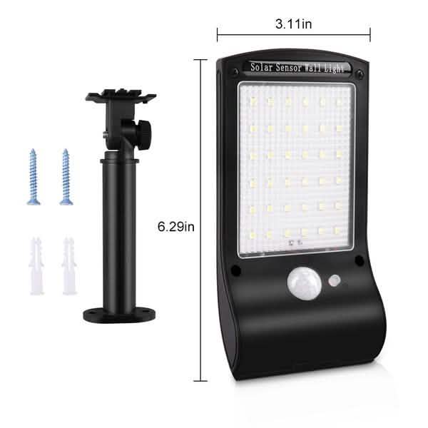 2-Pack: 36 LED Solar Powered Motion Sensor Wall Lamp