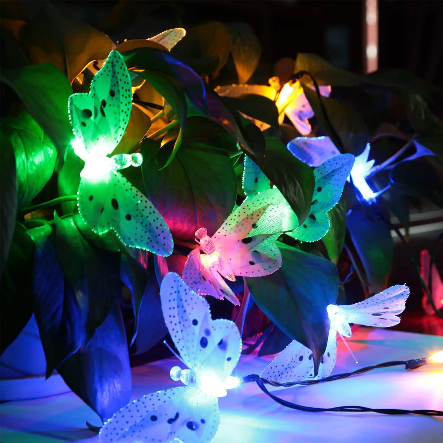 2-Pack: 3.8M Solar String Butterfly Lights