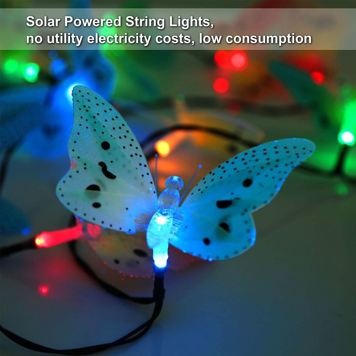 2-Pack: 3.8M Solar String Butterfly Lights