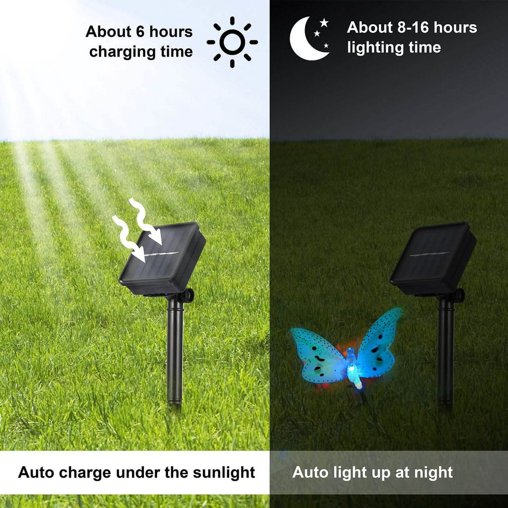 2-Pack: 3.8M Solar String Butterfly Lights