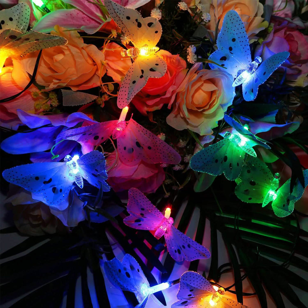 2-Pack: 3.8M Solar String Butterfly Lights