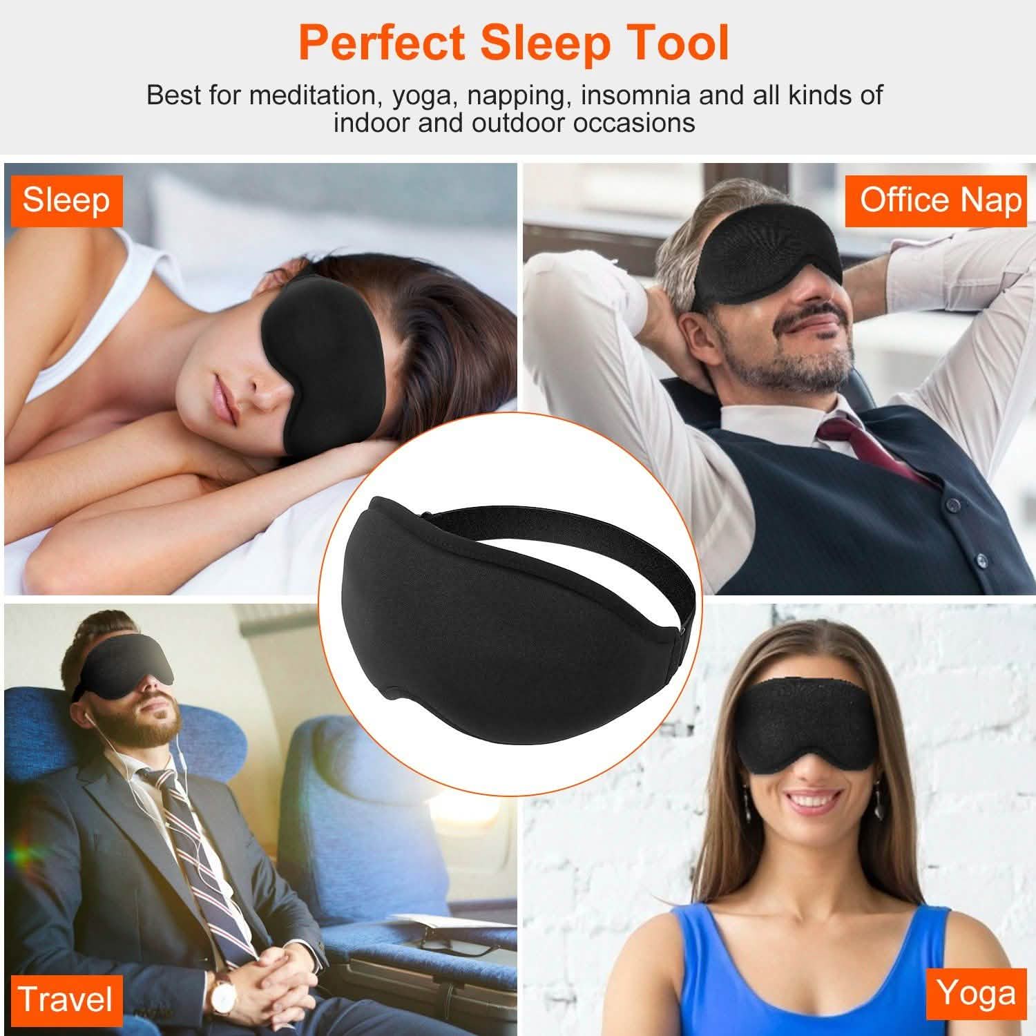 2-Pack: 3D Contoured Cup Light Blockout Sleeping Mask