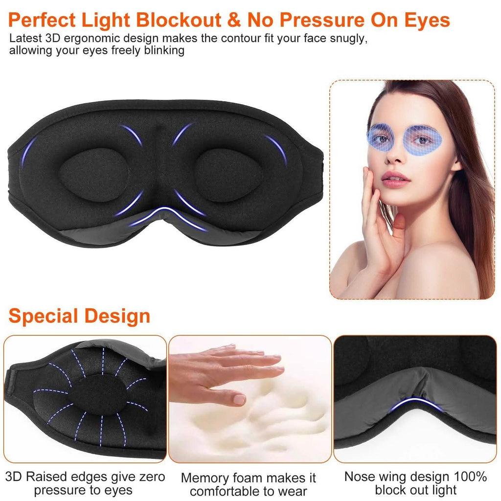2-Pack: 3D Contoured Cup Light Blockout Sleeping Mask