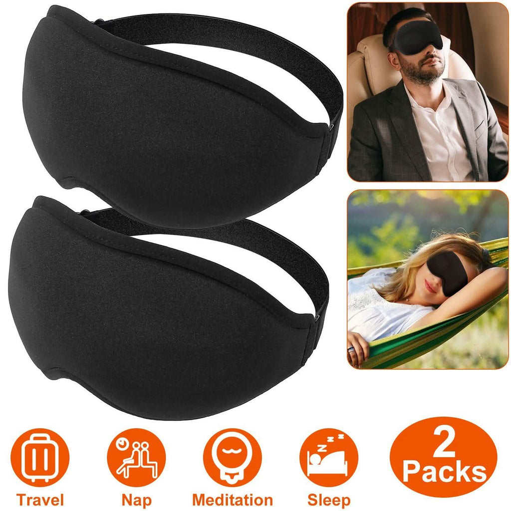 2-Pack: 3D Contoured Cup Light Blockout Sleeping Mask
