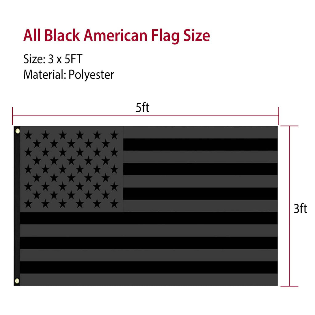 2-Pack: 3X5 Ft. All Black American Flag