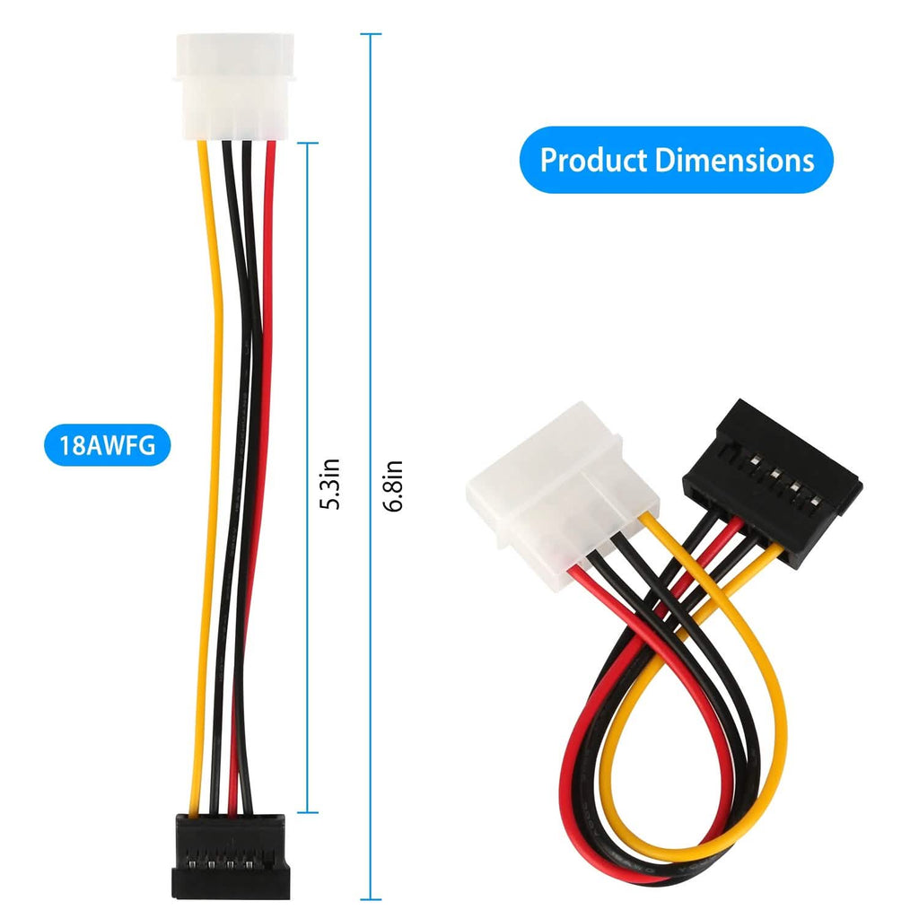 2-Pack: 4 Pin Male To 15Pin Female Data Cable Adapter