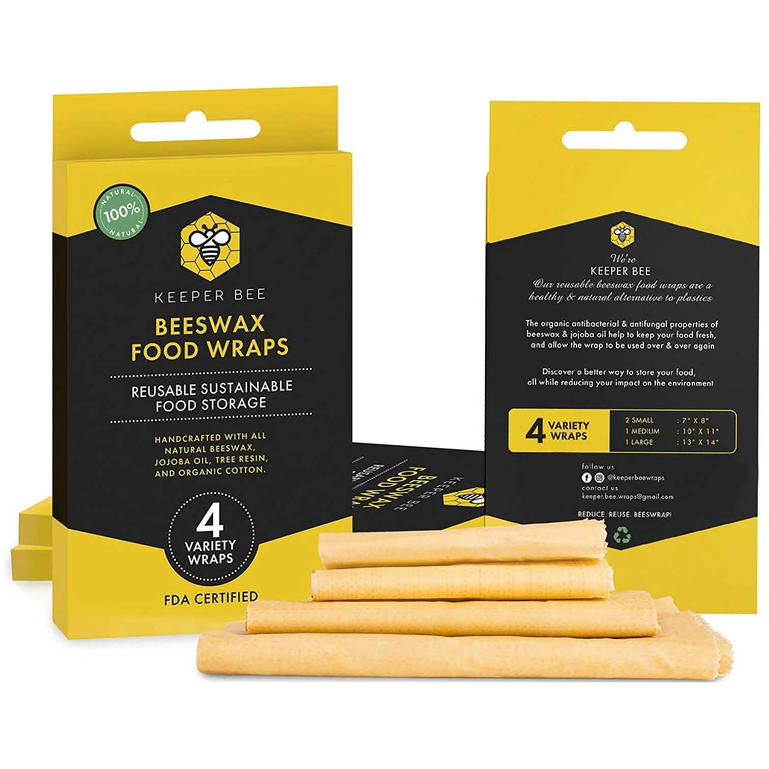2-Pack: 4 Variety Beeswax Food Wraps