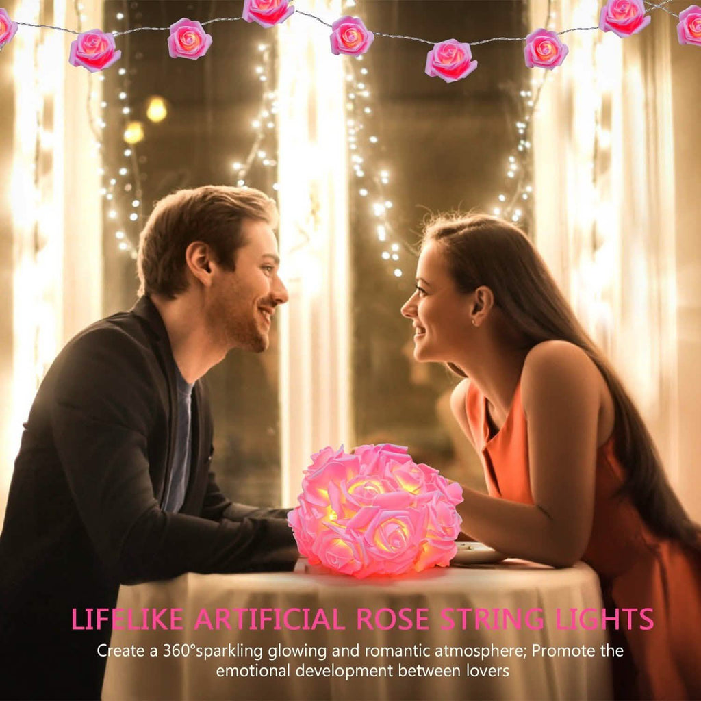 2-Pack: 40 LEDs Rose Flower String Lights