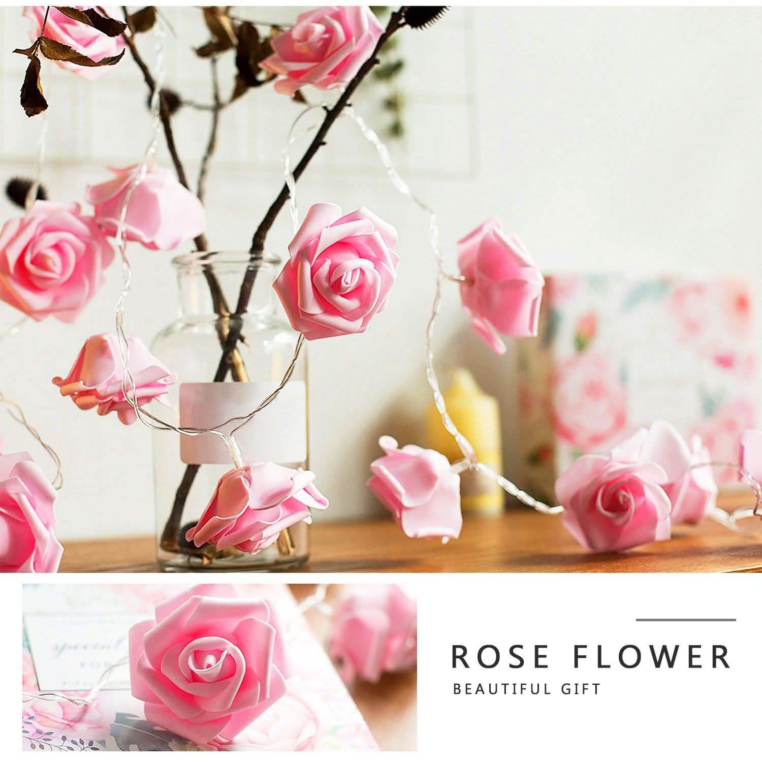 2-Pack: 40 LEDs Rose Flower String Lights