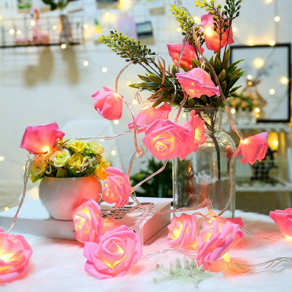 2-Pack: 40 LEDs Rose Flower String Lights