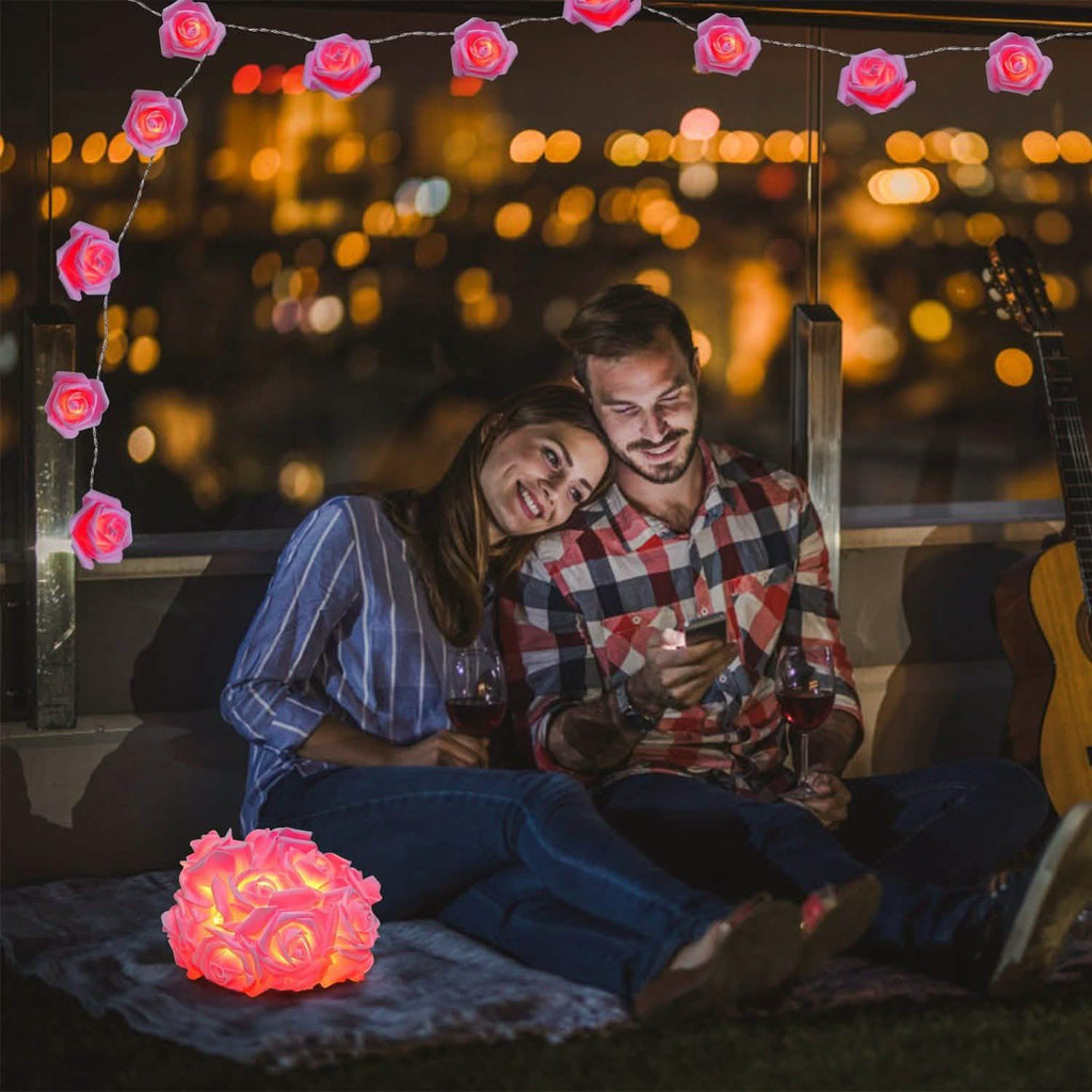 2-Pack: 40 LEDs Rose Flower String Lights