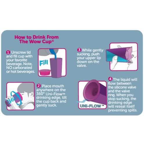 2-Pack: 9 Oz 360 Spill Free Wow Drinking Cup for Kids