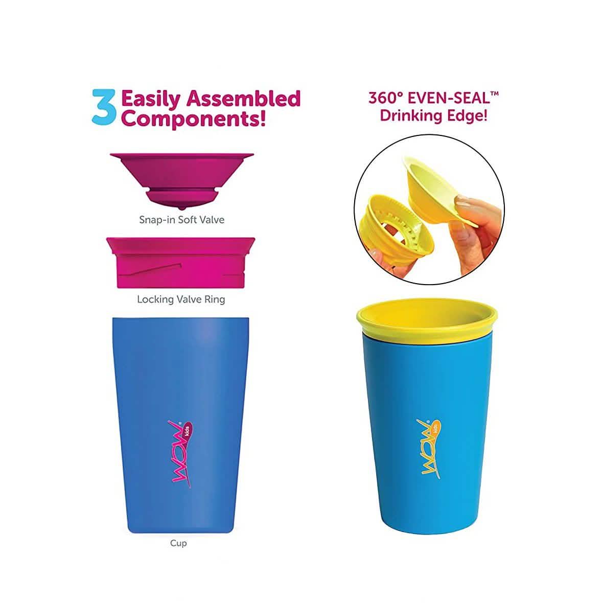 2-Pack: 9 Oz 360 Spill Free Wow Drinking Cup for Kids