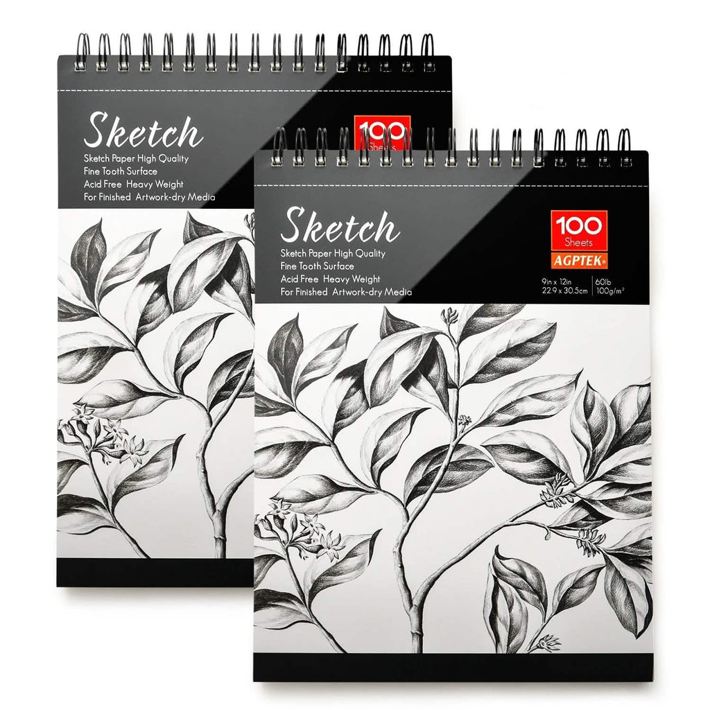 2-Pack: 9X12" 100 Sheets Spiral Sketch Pad