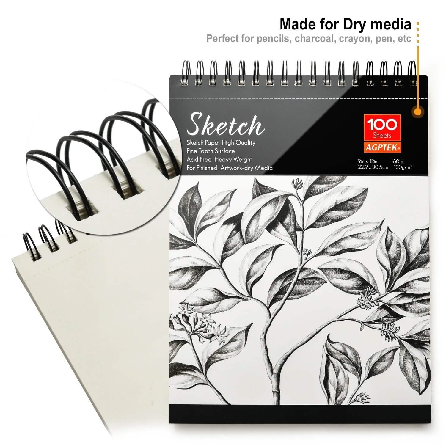 2-Pack: 9X12" 100 Sheets Spiral Sketch Pad